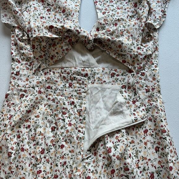 Sundae Muse Gracie Dress Floral Print Size 8 V Neck Mini‎ Open Back Tie Ruffle - Picture 3 of 6